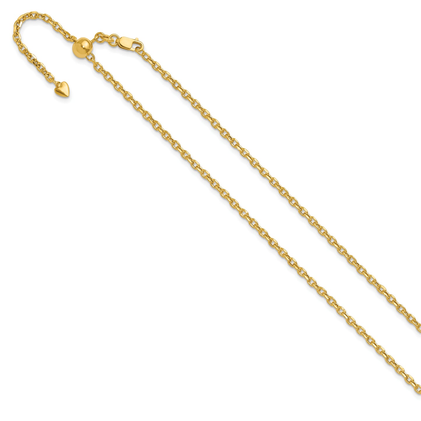 22 Inch 14K Adjustable 2.5mm Semi-Solid D/C Cable Chain