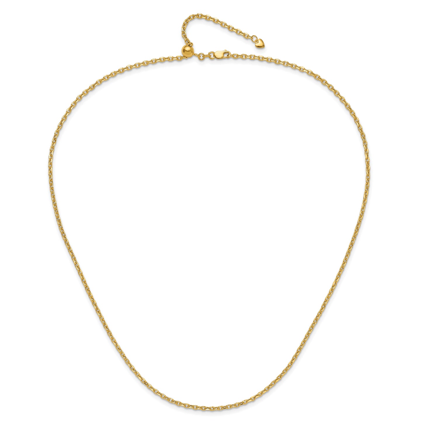 22 Inch 14K Adjustable 2.5mm Semi-Solid D/C Cable Chain