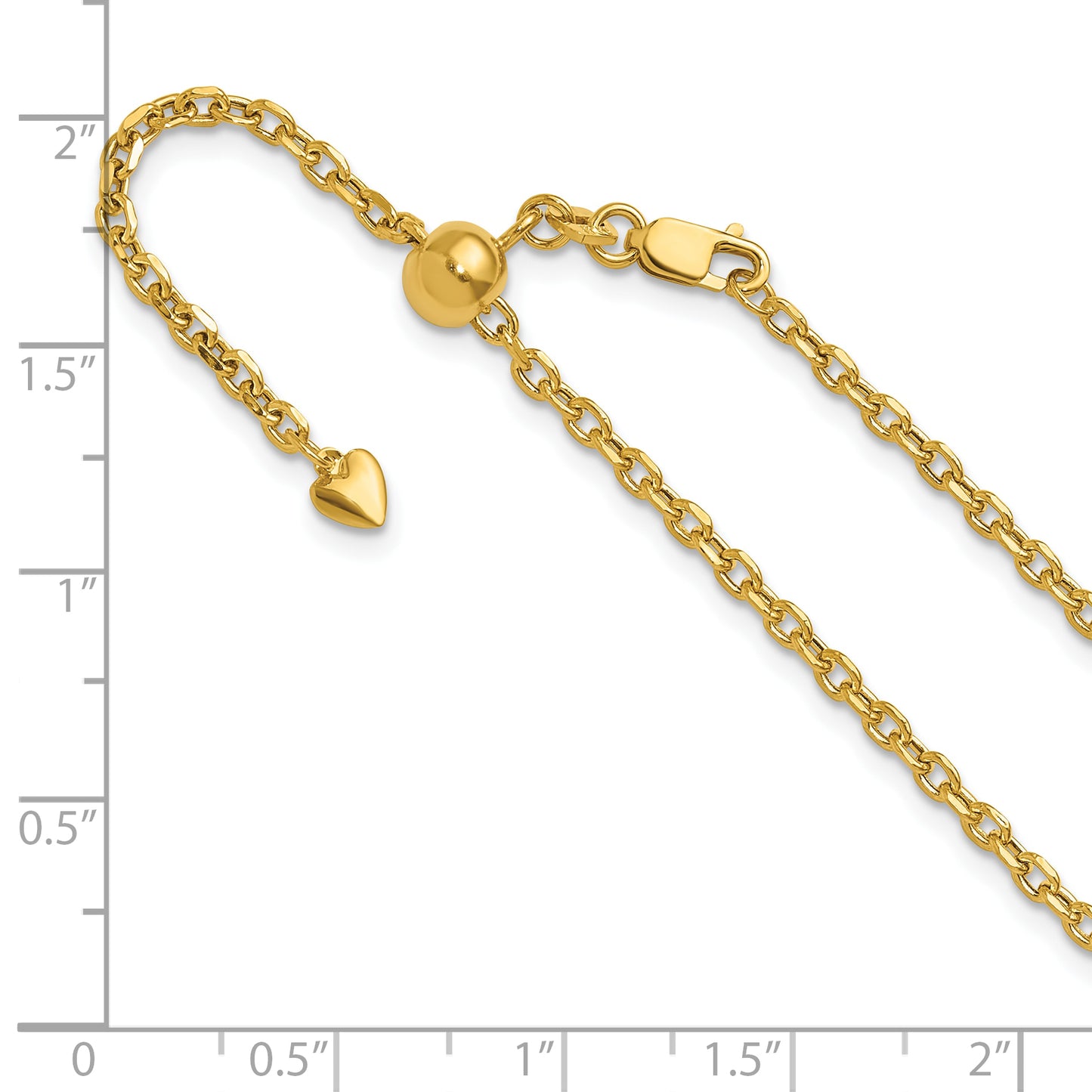 22 Inch 14K Adjustable 2.5mm Semi-Solid D/C Cable Chain