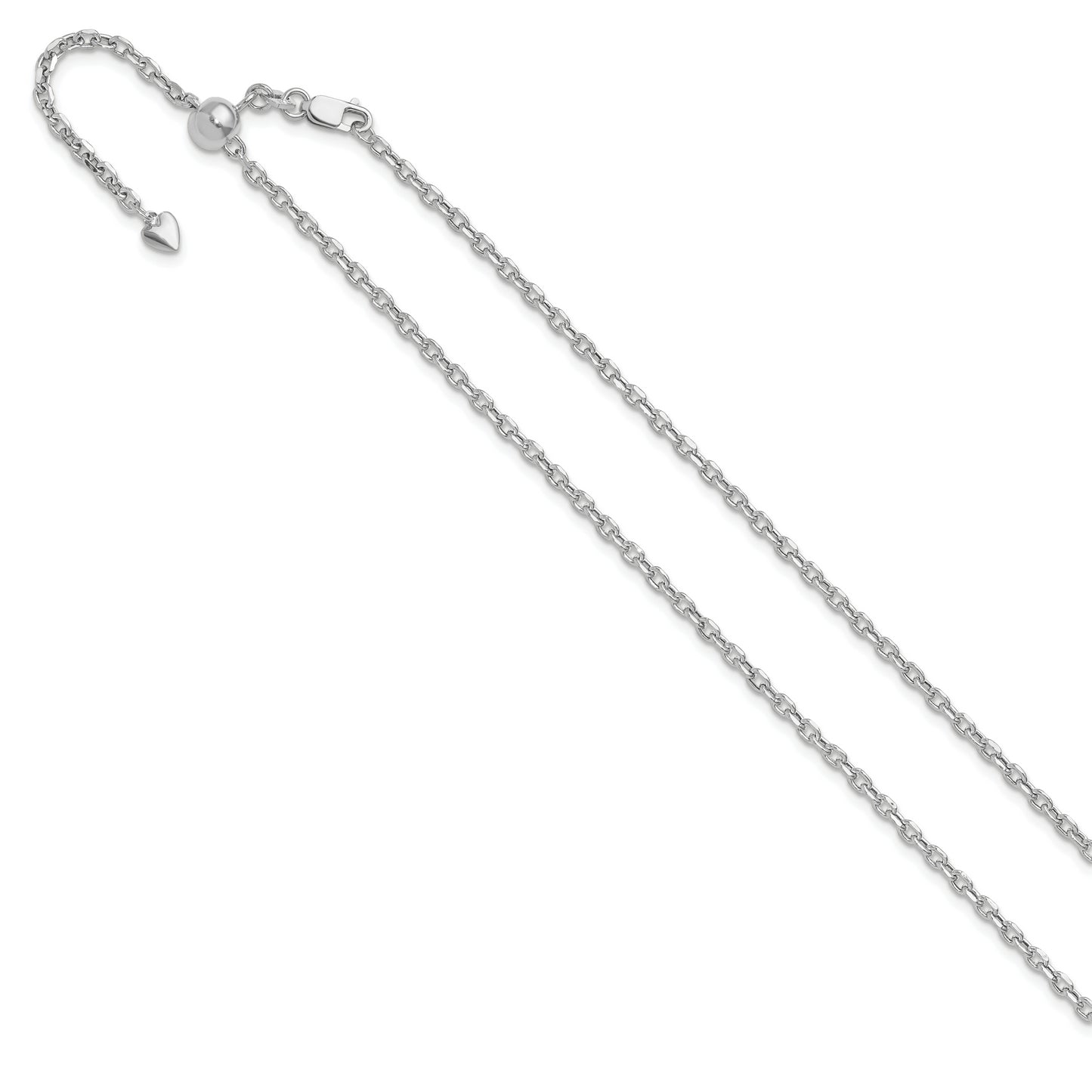 22 Inch 14K White Gold Adjustable 2.5mm Semi-Solid D/C Cable Chain