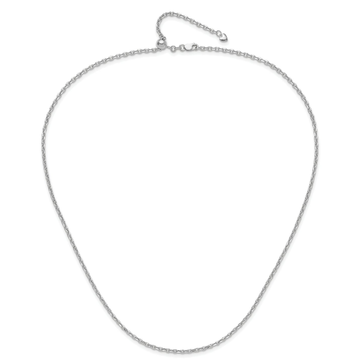 22 Inch 14K White Gold Adjustable 2.5mm Semi-Solid D/C Cable Chain