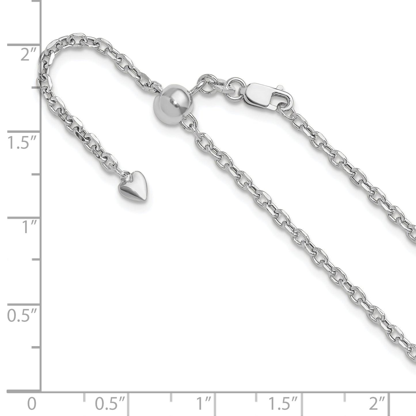 22 Inch 14K White Gold Adjustable 2.5mm Semi-Solid D/C Cable Chain