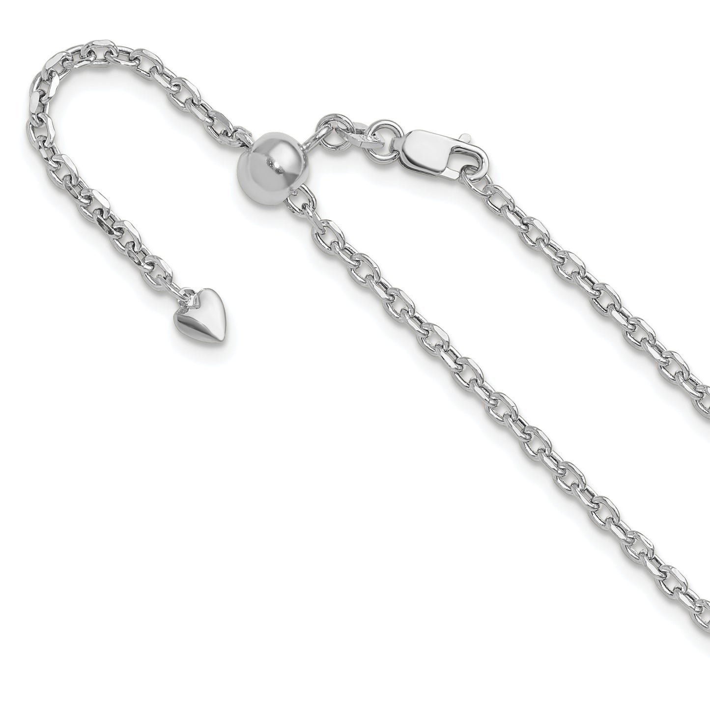 30 Inch 14K White Gold Adjustable 2.5mm Semi-Solid D/C Cable Chain