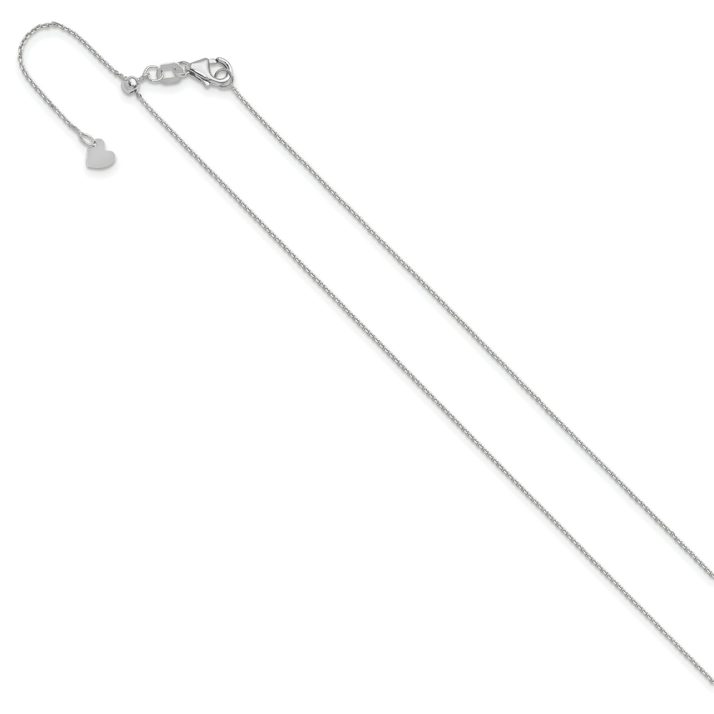 22 Inch 14K White Gold Adjustable 1mm D/C Cable Chain