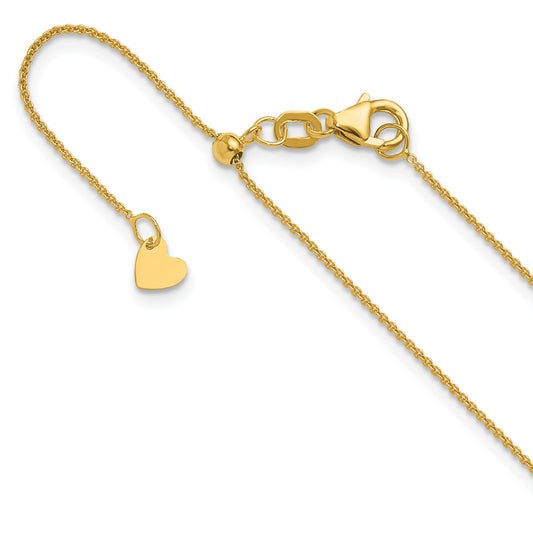 22 Inch 14K Adjustable .7mm Round Cable Chain