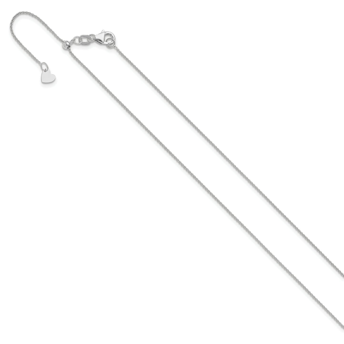 22 Inch 14K White Gold Adjustable .7mm Round Cable Chain