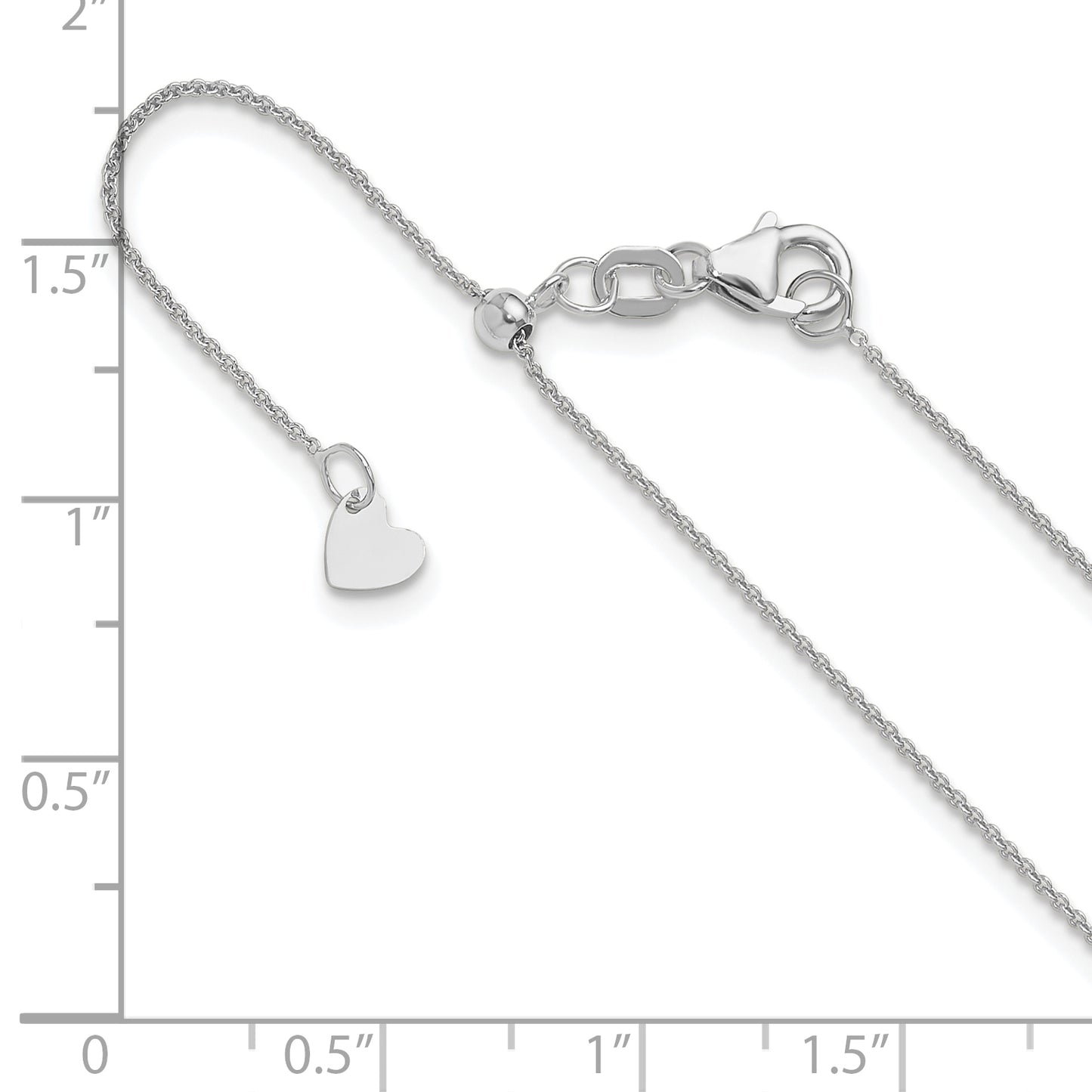 22 Inch 14K White Gold Adjustable .7mm Round Cable Chain