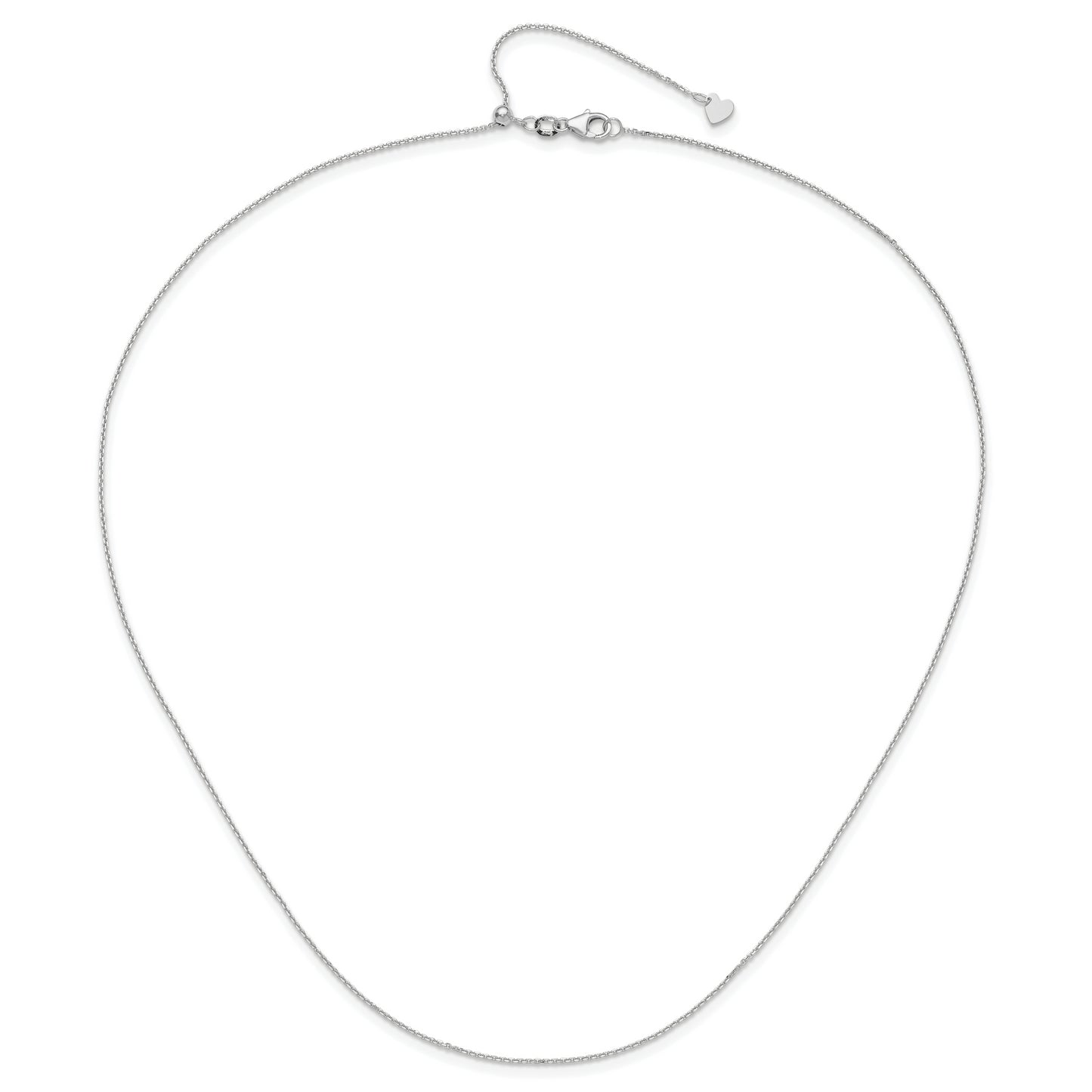 22 Inch 14K White Gold Adjustable 1.1mm D/C Cable Chain