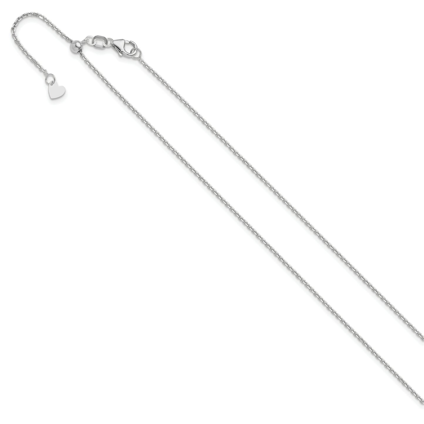 22 Inch 14K White Gold Adjustable 1.25mm D/C Cable Chain