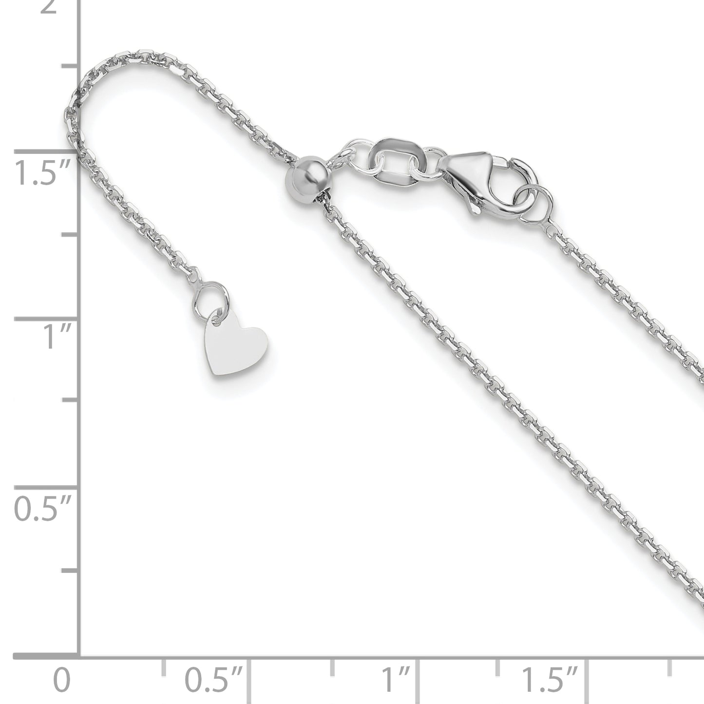 22 Inch 14K White Gold Adjustable 1.25mm D/C Cable Chain