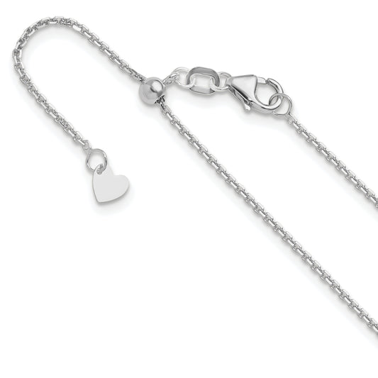 22 Inch 14K White Gold Adjustable 1.25mm D/C Cable Chain