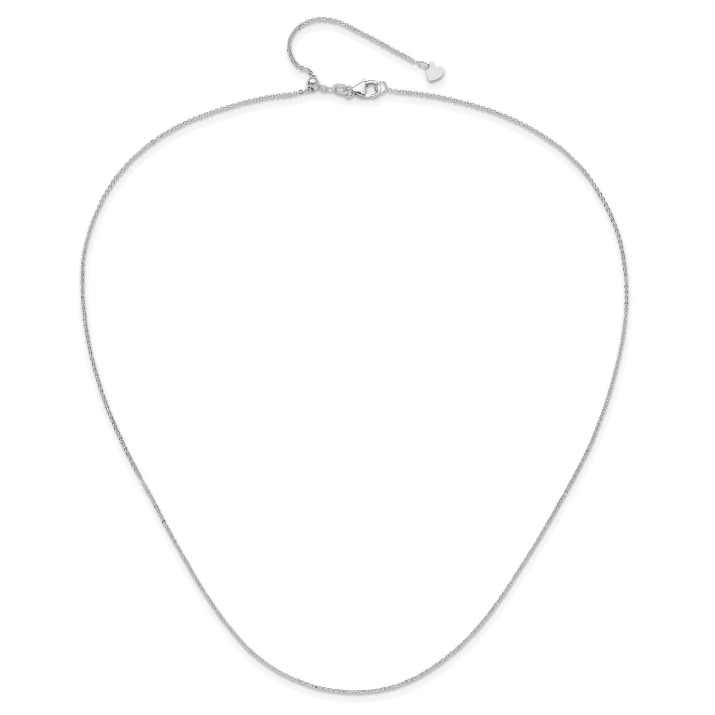 22 Inch 14K White Gold Adjustable 1.25mm Flat Cable Chain