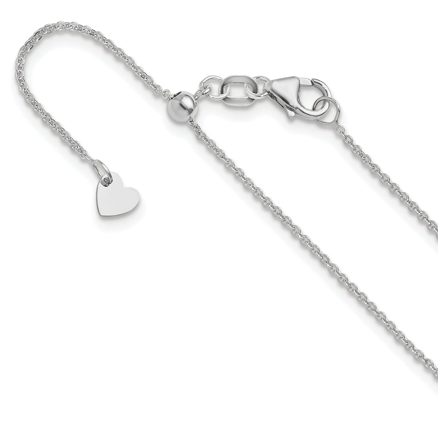 22 Inch 14K White Gold Adjustable 1.25mm Flat Cable Chain