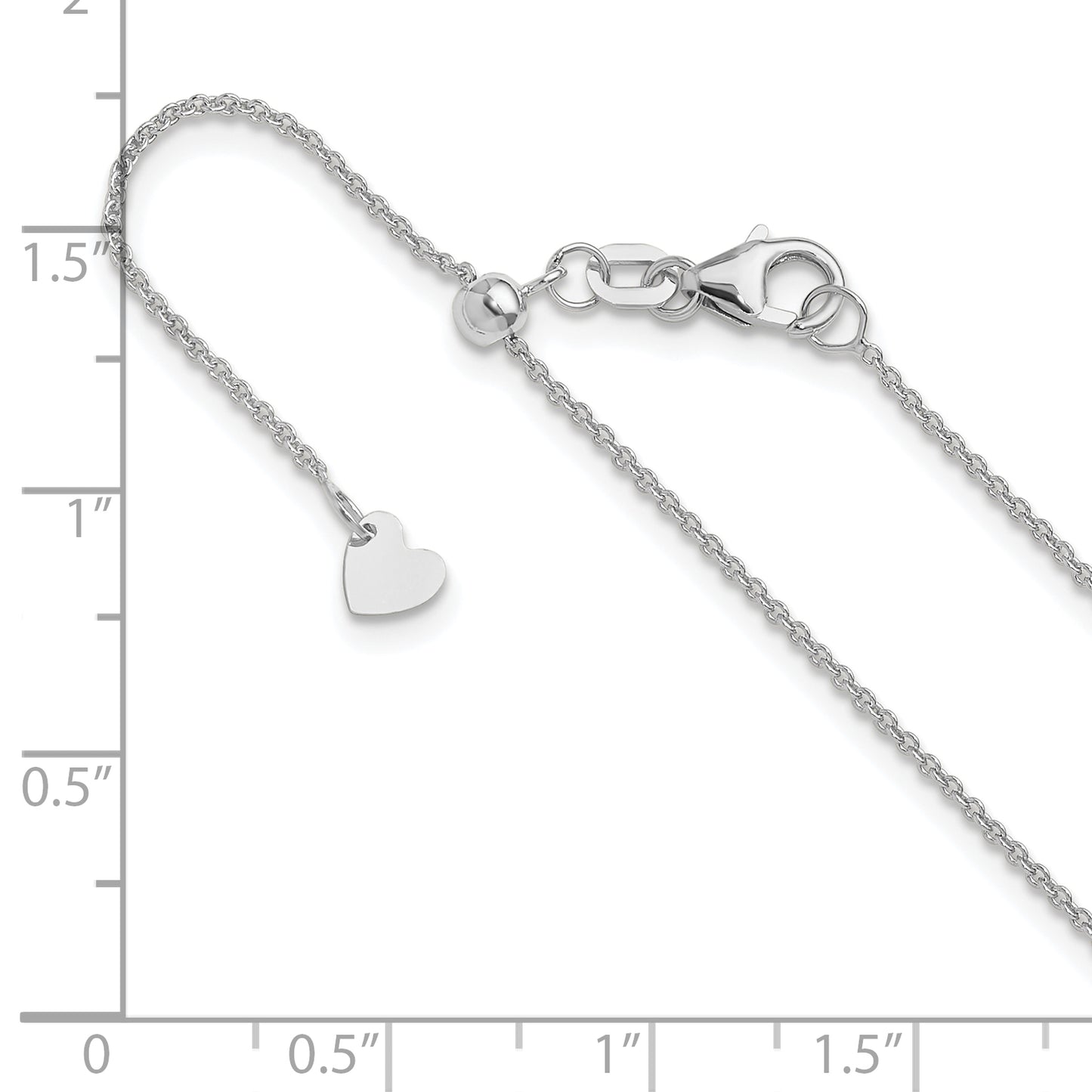 30 Inch 14K White Gold Adjustable 1.1mm Round Cable Chain