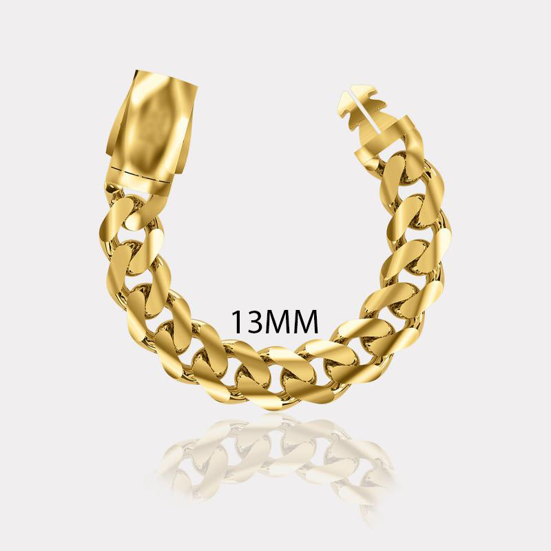 14K Yellow Gold Hollow Miami Cuban Link Men's Women's Chain Bracelet 5mm-20mm 6" 7" 8" 9"