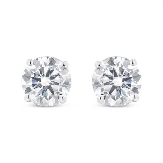 Original 14K White Gold 2.00 Cttw Lab Grown Round Brilliant-Cut Diamond Classic 4-Prong Stud Earrings with Screw Backs (F-G color, VVS2-VS1 Clarity)