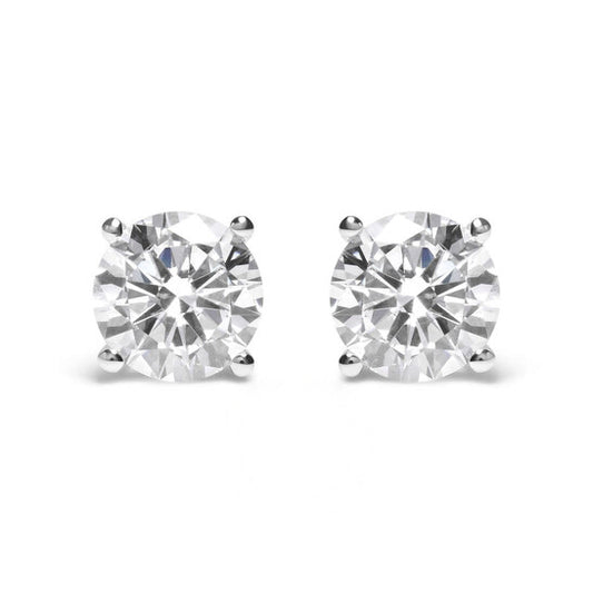 Original 14K White Gold 5.00 Cttw Round Brilliant-Cut Lab Grown Diamond Classic 4-Prong Stud Earrings with Screw Backs (G-H Color, VS1-VS2 Clarity)