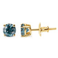 Original 14K Yellow Gold 2.00 Cttw Round Brilliant-Cut Lab Grown Blue Diamond Classic 4-Prong Stud Earrings with Screw Backs (VS1-VS2 Clarity)