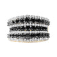 Original 14K Yellow Gold Plated .925 Sterling Silver 1 3/4 Cttw Treated Black and White Alternating Diamond Multi Row Band Ring (Black / I-J, I2-I3)