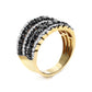 Original 14K Yellow Gold Plated .925 Sterling Silver 1 3/4 Cttw Treated Black and White Alternating Diamond Multi Row Band Ring (Black / I-J, I2-I3)