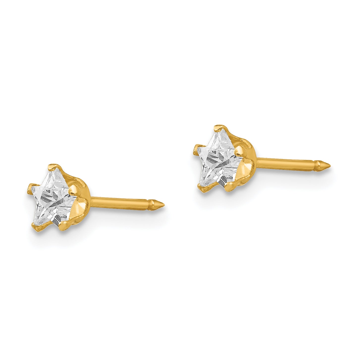 14K Yellow Gold Inverness 4mm Star Cz Post Earrings