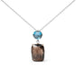 Original 18K Rose and White Gold Diamond Accent and London Blue Topaz and Cushion Cut Smoky Quartz Gemstone Dangle Drop 18" Necklace