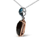 Original 18K Rose and White Gold Diamond Accent and London Blue Topaz and Cushion Cut Smoky Quartz Gemstone Dangle Drop 18" Necklace