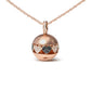 Original 18K Rose Gold 3/8 Cttw Black and White Diamond Ball with Filigree Heart and Cluster Design 18" Pendant Necklace