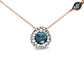 Original 18K Rose Gold 5/8 Cttw Diamond and London Blue Topaz Gemstone Bezel-Set Cluster 18" Station Necklace (G-H, SI1-SI2)