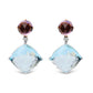 Original 18K White and Rose Gold 1/5 Cttw Diamond with Pink Rose De France Amethyst and 25mm Cushion Cut Sky Blue Topaz Gemstone Dangle Earring