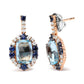 Original 18K White and Rose Gold and 3/4 Cttw Diamond with Blue Sapphire and 13x8mm Cushion Cut Sky Blue Topaz Gemstone Cluster Dangle Earrings