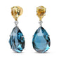 Original 18K White and Yellow Gold 1/5 Cttw Diamond with Pear Cut Lemon Quartz and Pear Cut London Blue Topaz Gemstone Dangle Earring (G-H, SI1-SI2)