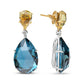 Original 18K White and Yellow Gold 1/5 Cttw Diamond with Pear Cut Lemon Quartz and Pear Cut London Blue Topaz Gemstone Dangle Earring (G-H, SI1-SI2)