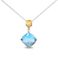 Original 18K White and Yellow Gold Diamond Accent and Yellow Citrine and Sky Blue Topaz Gemstone Dangle Drop 18" Pendant Necklace (G-H, SI1-SI2)