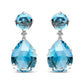 Original 18K White Gold 1/5 Cttw Diamond with Round London Blue Topaz and 20 x 15mm Pear Cut Sky Blue Topaz Gemstone Dangle Earring