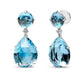 Original 18K White Gold 1/5 Cttw Diamond with Round London Blue Topaz and 20 x 15mm Pear Cut Sky Blue Topaz Gemstone Dangle Earring