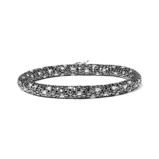 Original 18K White Gold 20.0 Cttw Black and White Pave Set Diamond Eternity Snake Skin Style Tennis Bracelet (Black and G-H Color, SI1-SI2 Clarity)