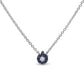 Original 18K White Gold Diamond Accent and 1mm Round Blue Sapphire Gemstone Halo Teardrop Pendant Necklace (G-H, SI1-SI2)