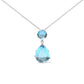 Original 18K White Gold Diamond Accent and Round London Blue Topaz and Pear Cut Sky Blue Topaz Dangle Drop 18" Necklace