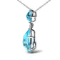 Original 18K White Gold Diamond Accent and Round London Blue Topaz and Pear Cut Sky Blue Topaz Dangle Drop 18" Necklace