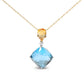 Original 18K White & Yellow Gold Diamond Accent & Pear Cut Lemon Quartz & Cushion Cut London Blue Topaz Gemstone Dangle Drop 18" Necklace