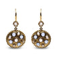 Original 18K Yellow Gold 1 2/3 Cttw Diamond and Blue Sapphire Bezel Set Gemstone Cluster Medallion Dangle Earrings