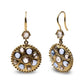 Original 18K Yellow Gold 1 2/3 Cttw Diamond and Blue Sapphire Bezel Set Gemstone Cluster Medallion Dangle Earrings