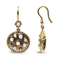 Original 18K Yellow Gold 1 2/3 Cttw Diamond and Blue Sapphire Bezel Set Gemstone Cluster Medallion Dangle Earrings