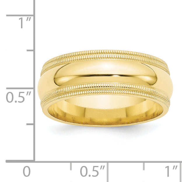 10k Yellow Gold 10k Yellow Gold 8mm Double Milgrain Comfort Fit Wedding Band Size 4