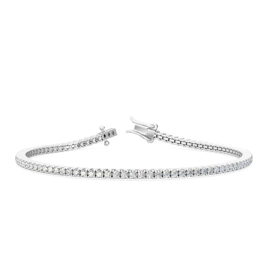 3.0 ct. tw. Classic Four-Prong Natural Diamond Tennis Anklet Bracelet in 18K White Gold