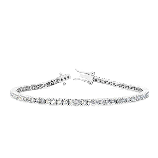 3.0 ct. tw. Classic Four-Prong Natural Diamond Tennis Bracelet in 18K White Gold