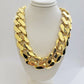 10K Yellow Gold Miami Cuban 25mm Monaco Chain Necklace 24"- 30"