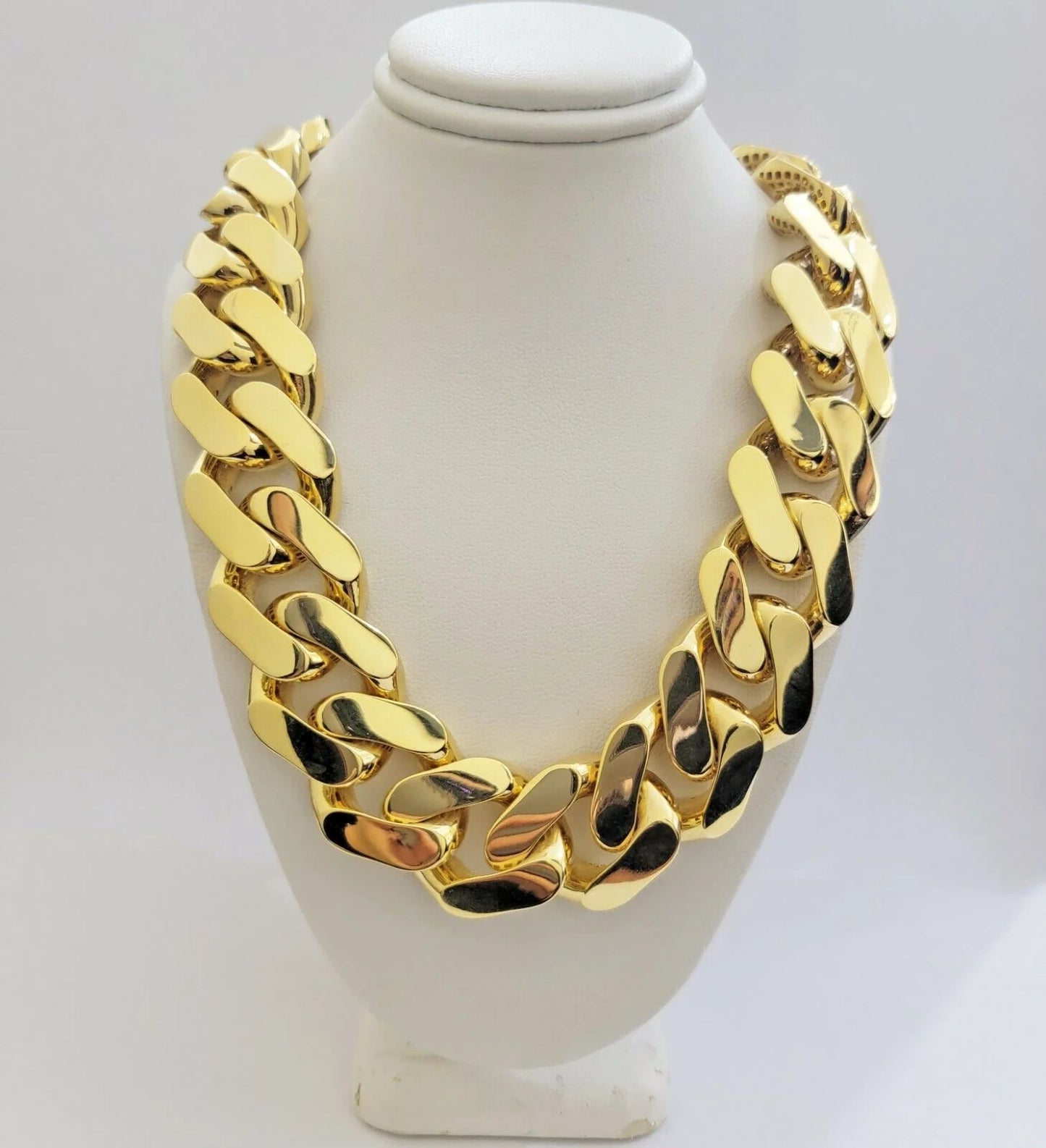 10K Yellow Gold Miami Cuban 25mm Monaco Chain Necklace 24"- 30"