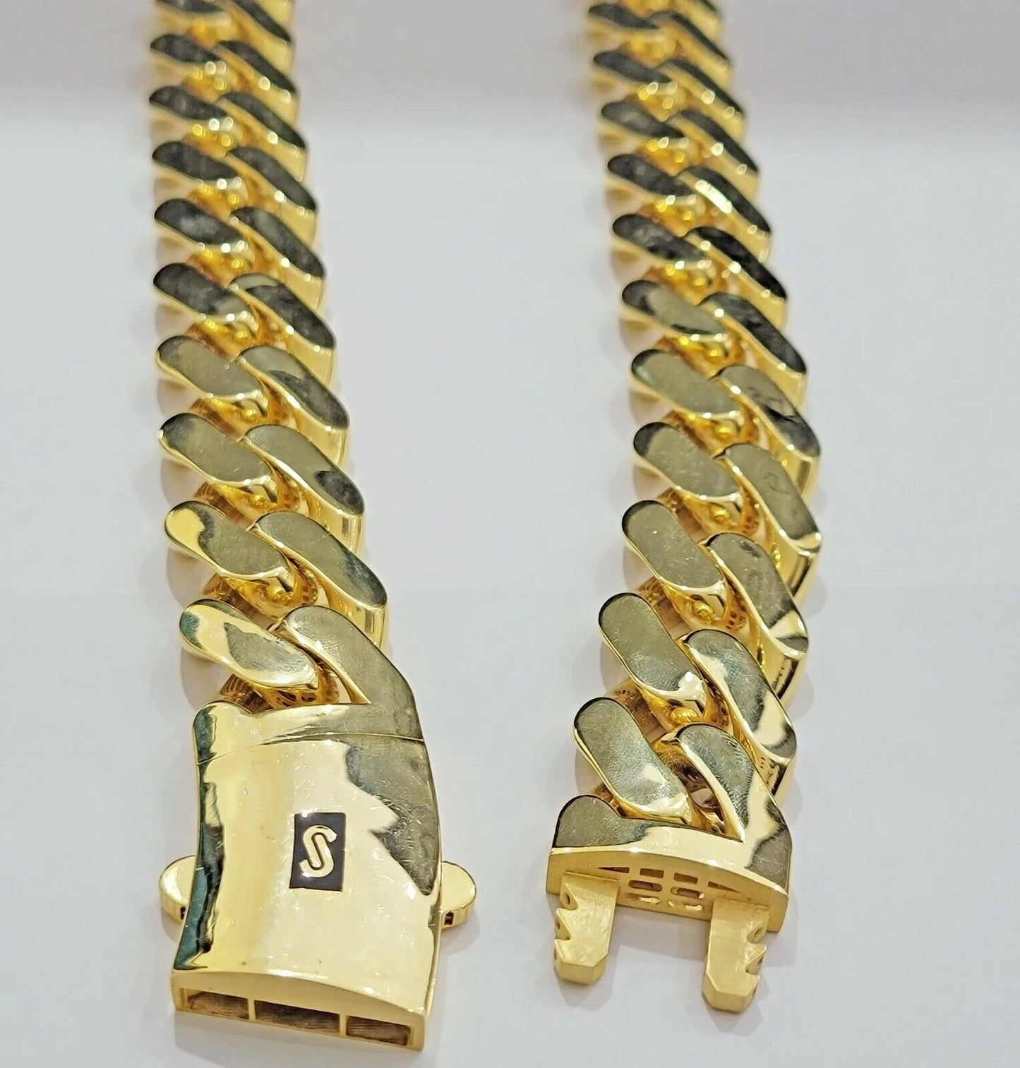 10K Yellow Gold Miami Cuban 25mm Monaco Chain Necklace 24"- 30"